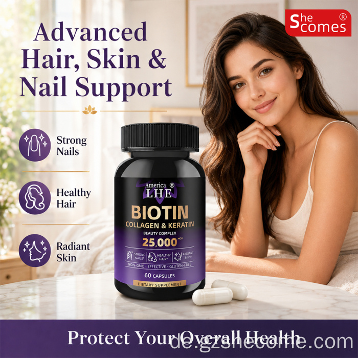 Shecome Biotin Collagen Haarwachstum unterstützt Haut und Nägel